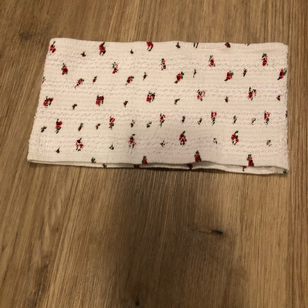 White tube top with rose design